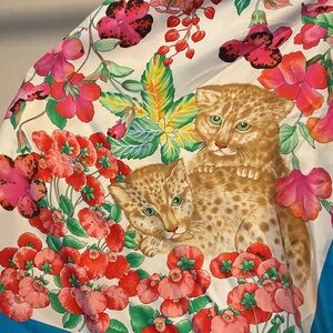 Dior Blue and Red Floral Scarf